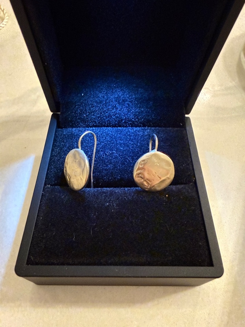Gold Tone Disc Drop Earrings